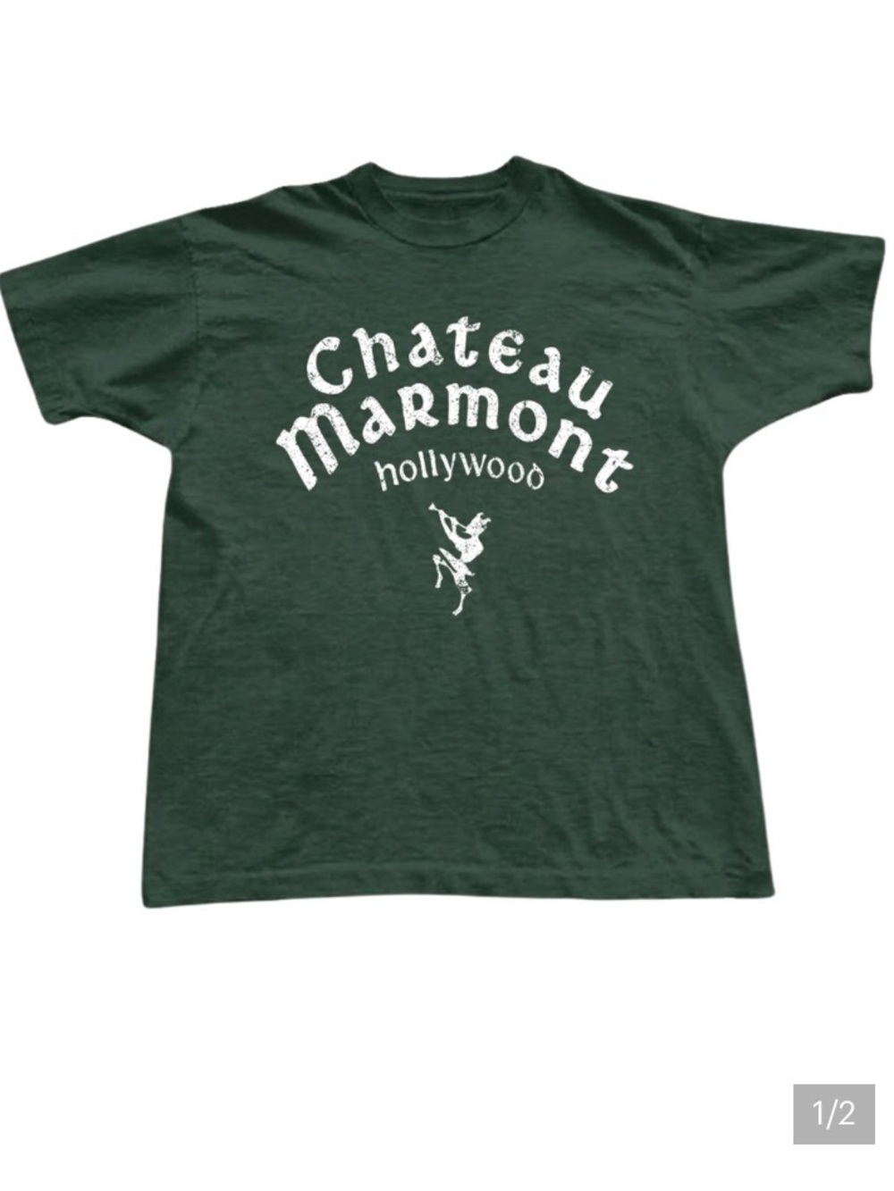 Gildan Forest Green Chateau Marmont Graphic Tee, Retro Classic Styles